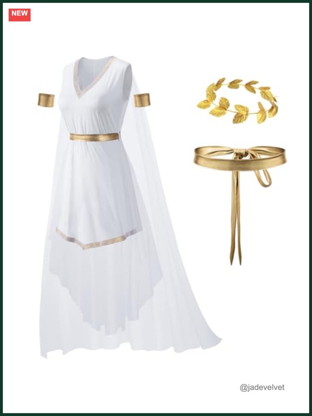 Greek Goddess Toga Costume Set Polyester 4-Piece Cosplay Outfit